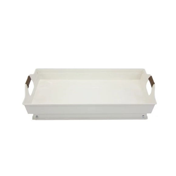 BHG White Rectangle Galvanized Steel Bed Serving Tray, 18.7 in L x 12.2 in - Picture 3 of 7